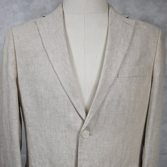NEW Tommy Hilfiger Sand Tan 100% Linen Modern Dual Blazer Sport Coat 42R NWOT - Picture 1 of 6